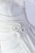 Ostrich Feather Embellished Maxi Dress