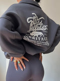 Letter Print Half Zip Sweatshirt