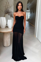 Sheer Mesh Off Shoulder Maxi Dress