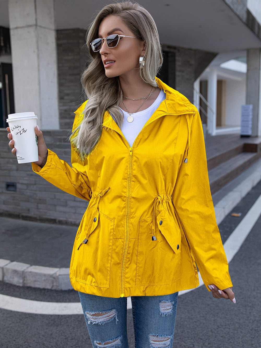 Mesh Breathable Rain Coat Hoodie