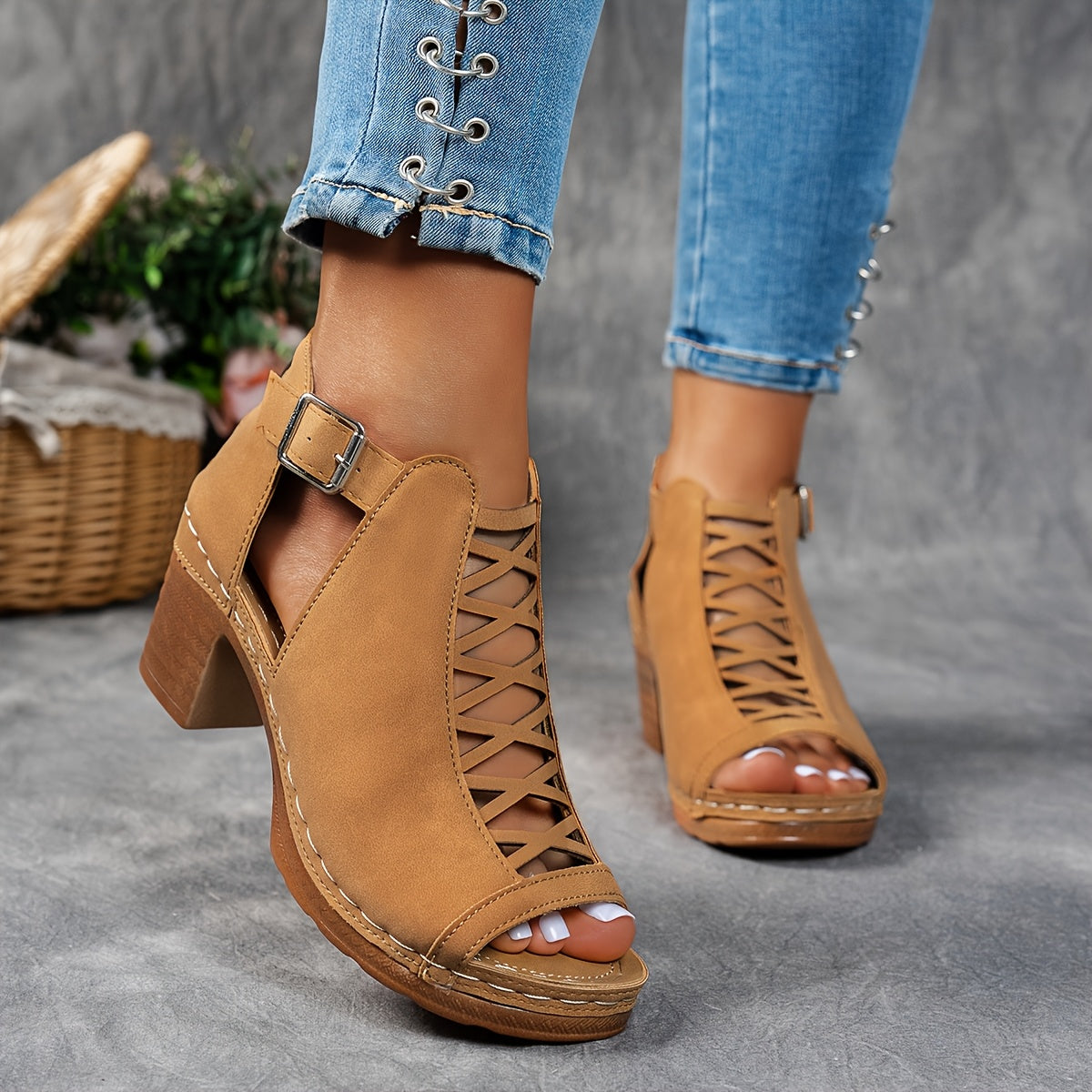 | Lattice-Heel Sandals