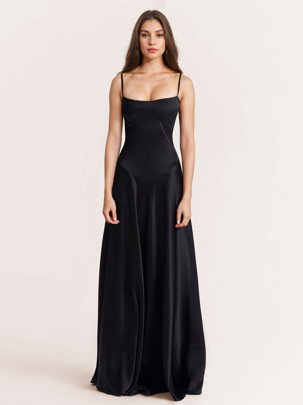 Corest Maxi Dress Adjustable Spaghetti Straps Backless Lace Up Prom Dresses