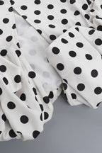 White Spaghetti Strap Sweetheart Neck Polka Dot Ruffle Hem Midi Dress