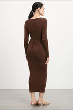 Deep V Hollow Out Knit Sweater Dress