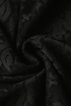 Lace Deep V-Neck Bell Sleeve Scalloped Hem Ruched Waist A-Line Mini Dress