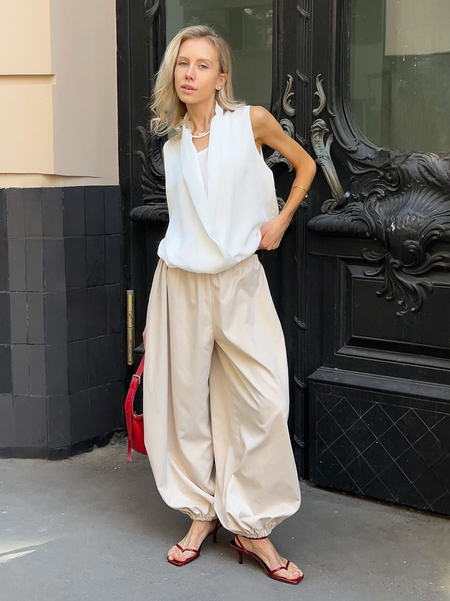 Pure Cotton Lantern Pants Color Loose-fit Comfort Pants