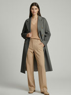 Wool Cashmere Blend Vintage A-line Coat With Classic Lapel And Belt For Women 2026