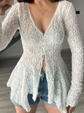 Lace Patchwork Solid Colour Cardigan