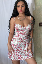 Sweetheart Bustier Spaghetti Strap Ditsy Floral Mini Dress