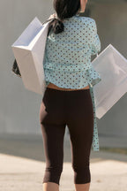 Trisha Linen Blend Polka Dot Stand Neck Belted Jacket and Low-Rise Pocket Mini Shorts Set
