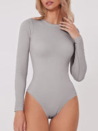 Solid Crew Neck Long Sleeve Bodysuits