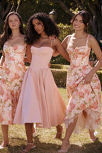 pink peony print cotton bustier sundress