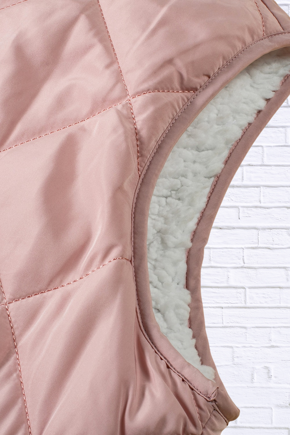 Quilted Sherpa-Lined Vest Coat