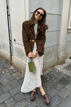 Brown Single-Breasted Suede Blazer
