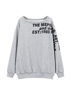 Letter Printed Off Shoulder Loose Sweatshirt