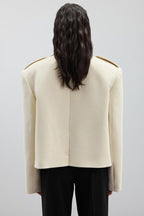 Notch-Lapel Epaulet Wool Blend Loose Coat