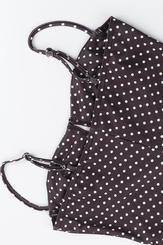 Sweetheart Bustier Spaghetti Strap Polka Dot Bodycon Mini Dress