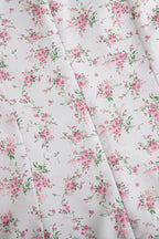 V Neck Fitted Shoulder High Waist Short Sleeve Floral Dress