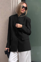 Elegant Stand Collar Slim Blazer