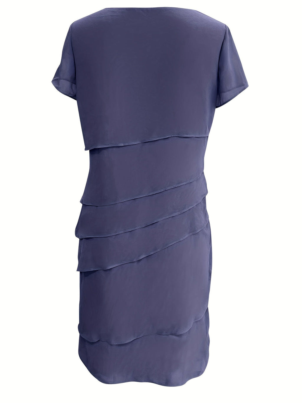 Amadis Minimalist Cotton Layered Trim Round Neck Short Sleeve Evening Dress for Women Premium Wardrobe Essential