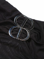 Low Cut Metal Decor Mesh Bandeau Top