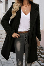 Mid-Length Fuzzy Lapel Coat