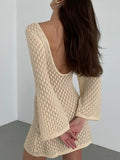 Solid Cutout Backless Knit Mini Dress