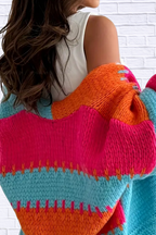 Color Block Drop Shoulder Cardigan
