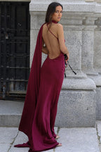 Backless Tie Detail Bodycon Prom Dress