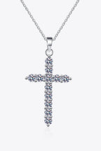 925 Sterling Silver Cross Moissanite Necklace