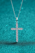 925 Sterling Silver Cross Moissanite Necklace