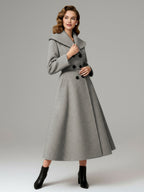 Vintage Double-Breasted A-line Woolen Coat With Shawl Collar For Women 2026