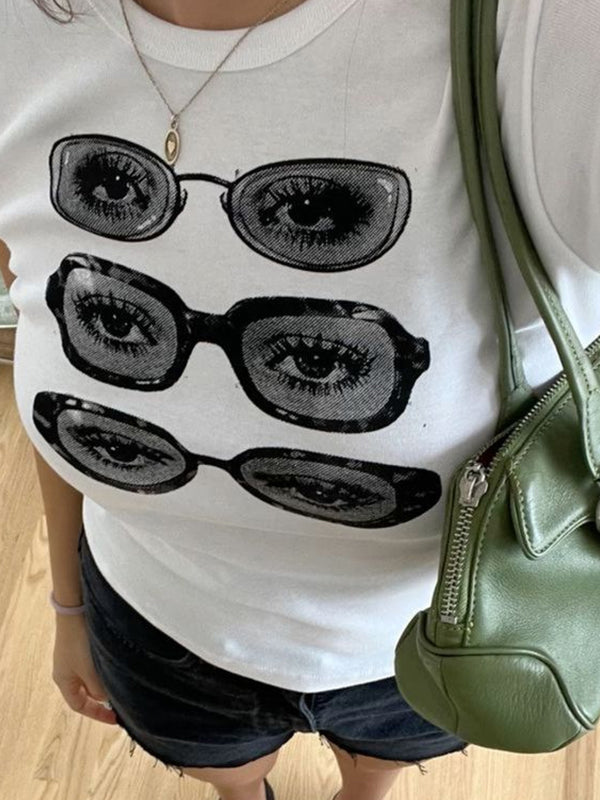 Glasses Print Short Sleeve Tee