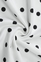 Boat Neck Polka Dot Asymmetric Shoulder Tie Detail Bodycon Mini Dress