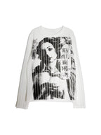 Cutout Portrait Graffiti Print Long Sleeve Knit