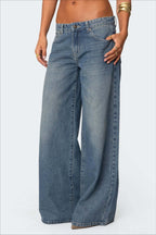 Loose Fit Printed Wide Leg Jean