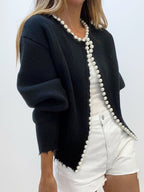 Vintage Pearl Trim Knit Cardigan
