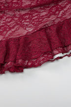 Lace Bustier Ruffle Hem Dress
