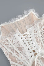 Lace Sheer Patchwork Strapless Floral Dress