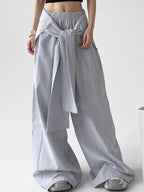 Stripe Print Wide Leg Pants