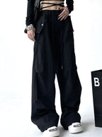 Solid Color Parachute Cargo Pants