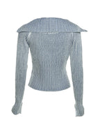 Stripe Zipper Cardigan Knit