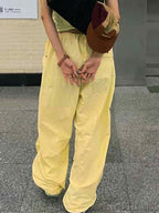 Vintage Pleated Drawstring Cargo Pants