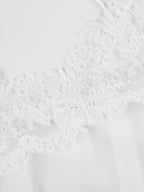 Sheer And Sexy Patchwork Mesh Lace Trim Suspender Long Dress