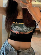 Alphabet Abstract Short Bandeau Top
