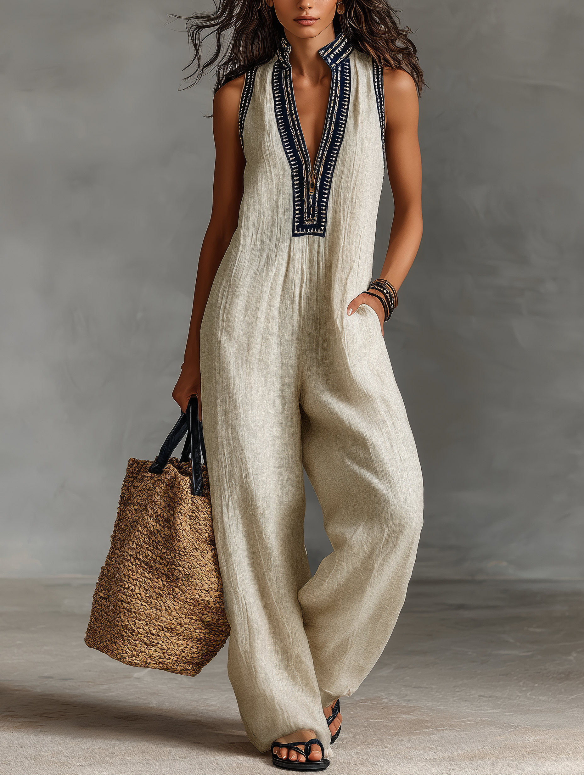 Sabrina | Linen Sleeveless Jumpsuit