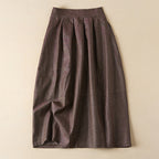 Simple cotton linen casual skirt