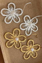 Pearl Openwork Flower Earrings