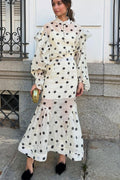 Polka Dot Lantern Sleeve Two Pieces Set