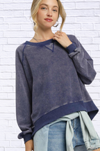 Navy Mineral Wash French Terry Sweatshirt